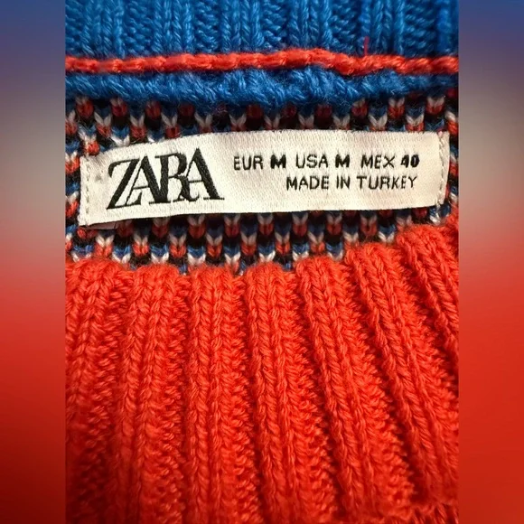 ⚡️ ZARA Red Lightning Bolt Graphic Knit Sweater M - Picture 2 of 8